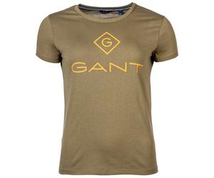 GANT Damen T-Shirt - D1 Color Lock Up T-Shirt, Rundhals, kurzarm, Baumwolle, Print, einfarbig XS Grün