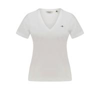 GANT Damen Reg Shield V-Neck T-Shirt, Weiß, S EU