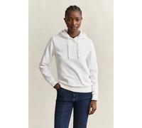 Hoodie GANT "REG TONAL SHIELD HOODIE", Damen, Gr. 3XL, eggshell, Sweatshirts Hoodie, Ton in Ton Stickerei, Rippbündchen (48681211-XXXL) eggshell