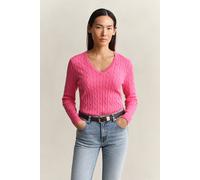 GANT Damen V-Neck Pullover mit Zopfmuster (XL) BRIGHT FUSCHIA