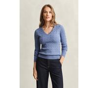 GANT Damen V-Neck Pullover mit Zopfmuster (XL) FADED DENIM