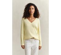 GANT Damen V-Neck Pullover mit Zopfmuster (XL) VANILLA Gelb