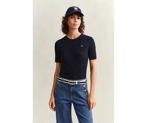 GANT Damen Zopfstrick Kurzarmpullover (XL) EVENING Blau