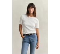 GANT Damen Zopfstrick Kurzarmpullover (XXL) EGGSHELL