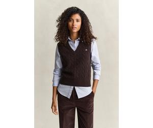 GANT Damen Zopfstrick Pullunder aus Lambswool (XL) DEEP Braun