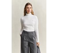 GANT Damen Zopfstrick Rollkragenpullover aus Stretch-Baumwolle (XL) EGGSHELL