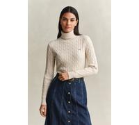 GANT Damen Zopfstrick Rollkragenpullover aus Stretch-Baumwolle (XXL) FADED BEIGE