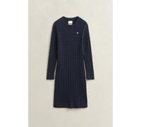 GANT Damen Zopfstrick Rundhalskleid aus Baumwollstretch (L) EVENING Blau