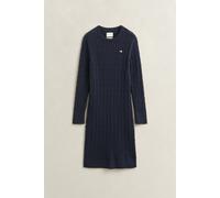 GANT Damen Zopfstrick Rundhalskleid aus Baumwollstretch (XL) EVENING Blau