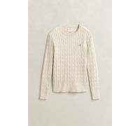 GANT Damen Zopfstrick Rundhalspullover aus Stretch-Baumwolle (S) FADED BEIGE
