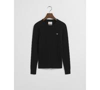 GANT Damen Zopfstrick Rundhalspullover aus Stretch-Baumwolle (XL) Schwarz