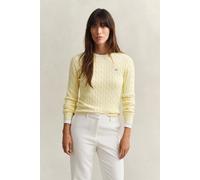GANT Damen Zopfstrick Rundhalspullover (M) VANILLA Gelb