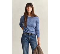 Gant Damen Strickpullover mit Zopfmuster Slim Fit, grau, Gr. S