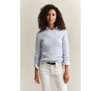 GANT Damen Zopfstrick Rundhalspullover (S) LIGHT Blau