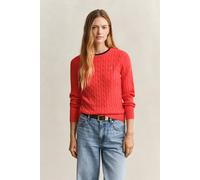Sweater GANT "Strickpullover STRETCH COTTON CABLE C-NECK", Damen, Gr. S, rot (rot (perfect rot)), Obermaterial: 88% Baumwolle CO. 10% Polyamid PA. 2% Elasthan EL., Sweatshirts Sweater (96438706-S) rot