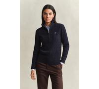 GANT Regular Fit Troyer aus reiner Baumwolle mit Logo-Stitching in Marine, Größe S