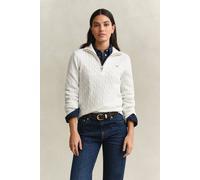 GANT Regular Fit Troyer aus reiner Baumwolle mit Logo-Stitching in Ecru, Größe XS