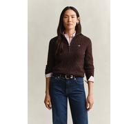 GANT Regular Fit Troyer aus reiner Baumwolle mit Logo-Stitching in Dunkelbraun, Größe XXL