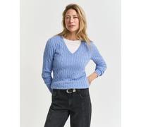 GANT Damen Zopfstrick V-Neck Pullover aus Stretch-Baumwolle (L) CLEAR SKY