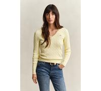 GANT Damen Zopfstrick V-Neck Pullover aus Stretch-Baumwolle (XL) VANILLA Gelb
