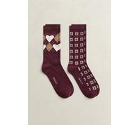 GANT Damen Zweierpack Socken mit Argyle-Herz in Geschenkbox (39-41) DARKENED WINE