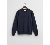 Sweatshirt GANT "EMBOSSED C-NECK SWEAT" Gr. XXL, blau (evening blue) Herren Sweatshirts (66251457-XXL) evening blue