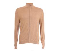 Gant - "Extrafine" Strickjacke für Herren, Durchgehender Reißverschluss, Merinowolle (Sand) 2XL
