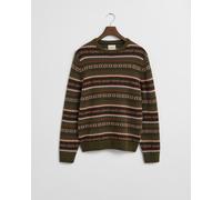 Gant Herren Strickpullover mit Lammwolle FAIR ISLE C-NECK, grün, Gr. XL