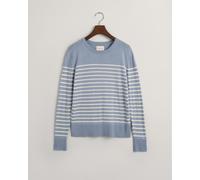 GANT - Feinstrick Rundhalspullover mit Streifen dove blue - Gr. - L