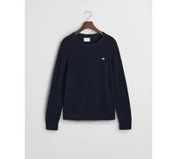 GANT - Gerippter Rundhalspullover aus Baumwoll-Woll-Gemisch evening blue - Gr. - XXL