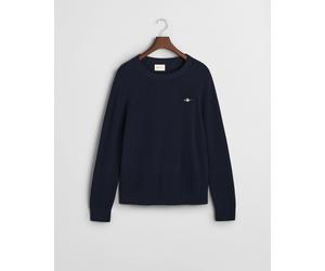 GANT - Gerippter Rundhalspullover aus Baumwoll-Woll-Gemisch evening blue - Gr. - XXL
