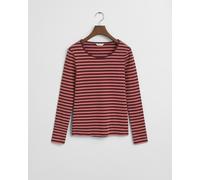 GANT - Geripptes Langarm-T-Shirt mit Streifen plum wine - Gr. - S