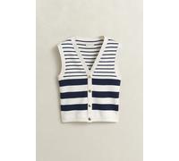 GANT Damen Gestreifte Strickweste (L) EGGSHELL