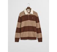 GANT - Gestreifter Rugger Pullover aus extrafeiner Lambswool dk sand melange - Gr. - L
