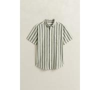 GANT Herren Gestreiftes Kurzarm-Hemd aus Leinenmix (XL) DRY HERB Grün