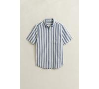 GANT Herren Gestreiftes Kurzarm-Hemd aus Leinenmix (M) VINTAGE Blau