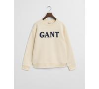 Gant Sweatshirt mit Rundhalsausschnitt und Label-Stitching in Ecru, Größe S