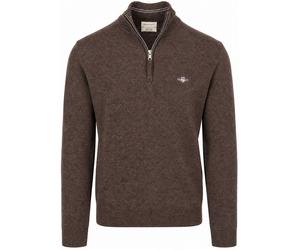 Gant Halfzip Lammwollpullover Braun - Größe L Braun L