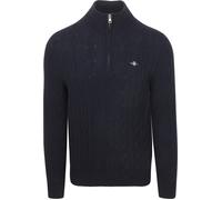 Gant Halfzip Lammwollpullover Cable Blau - Größe XL Dunkelblau XL