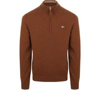 Gant Halfzip-Wollpullover mit Logo Braun - Größe L Braun L