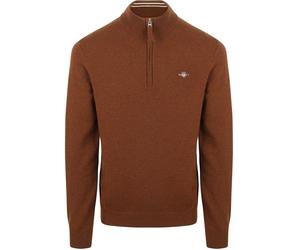 Gant Halfzip-Wollpullover mit Logo Braun - Größe XL Braun XL