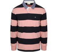 Gant Heavy Rugger Shield Poloshirt Streifen Navy Rosa - Größe M Pink M