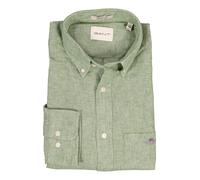 Langarmhemd GANT "Hemd REGULAR COTTON LINEN SHIRT 1er Pack", Herren, Gr. M, N-Gr, grün, Obermaterial: 55% Leinen LI. 45% Baumwolle CO., Hemden (22885315-M) grün