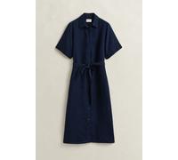 Hemdblusenkleid GANT "LINEN", Damen, Gr. 44, N-Gr, evening blau, Web, Obermaterial: 100% Leinen, unifarben, regular fit wadenlang, Rundhals, eingesetzt gerader Abschluss, Kleider, Regular fit mit Bind