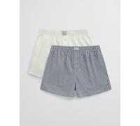 GANT Herren 2er-Pack Boxershorts Gestreift & Einfarbig (XL) PERSIAN Blau