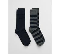 GANT Herren 2er-Pack Socken Blockstreifen & Einfarbig (40-42) CHARCOAL MELANGE