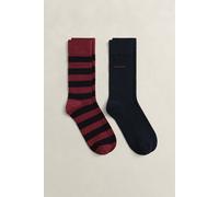 GANT Herren 2er-Pack Socken Blockstreifen & Einfarbig (40-42) PLUMPED Rot