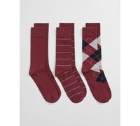 GANT Herren 3er-Pack Socken Argyle & Streifen (43-45) PLUMPED Rot