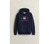 GANT Shield Regular Fit Kapuzen Sweatshirt Evening Blue, Einfarbig