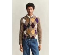 GANT Herren Argyle Polopullover aus ultrafeiner Lambswool (XL) LIGHT Braun MELANGE
